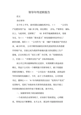 领导年终述职报告