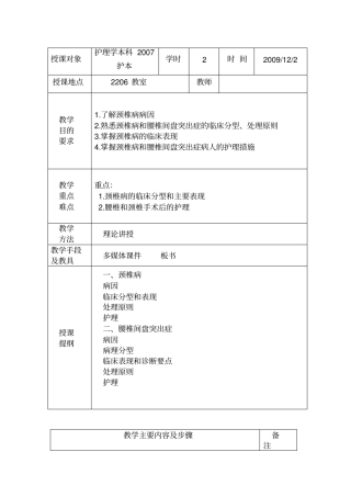 颈椎病和腰椎间盘突出症病人的护理