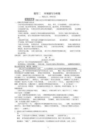 题型二环境描写分析题