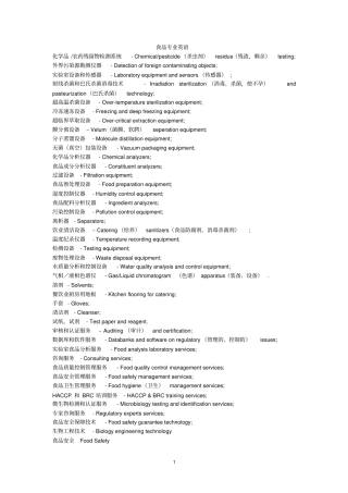 食品专业英语词汇讲解