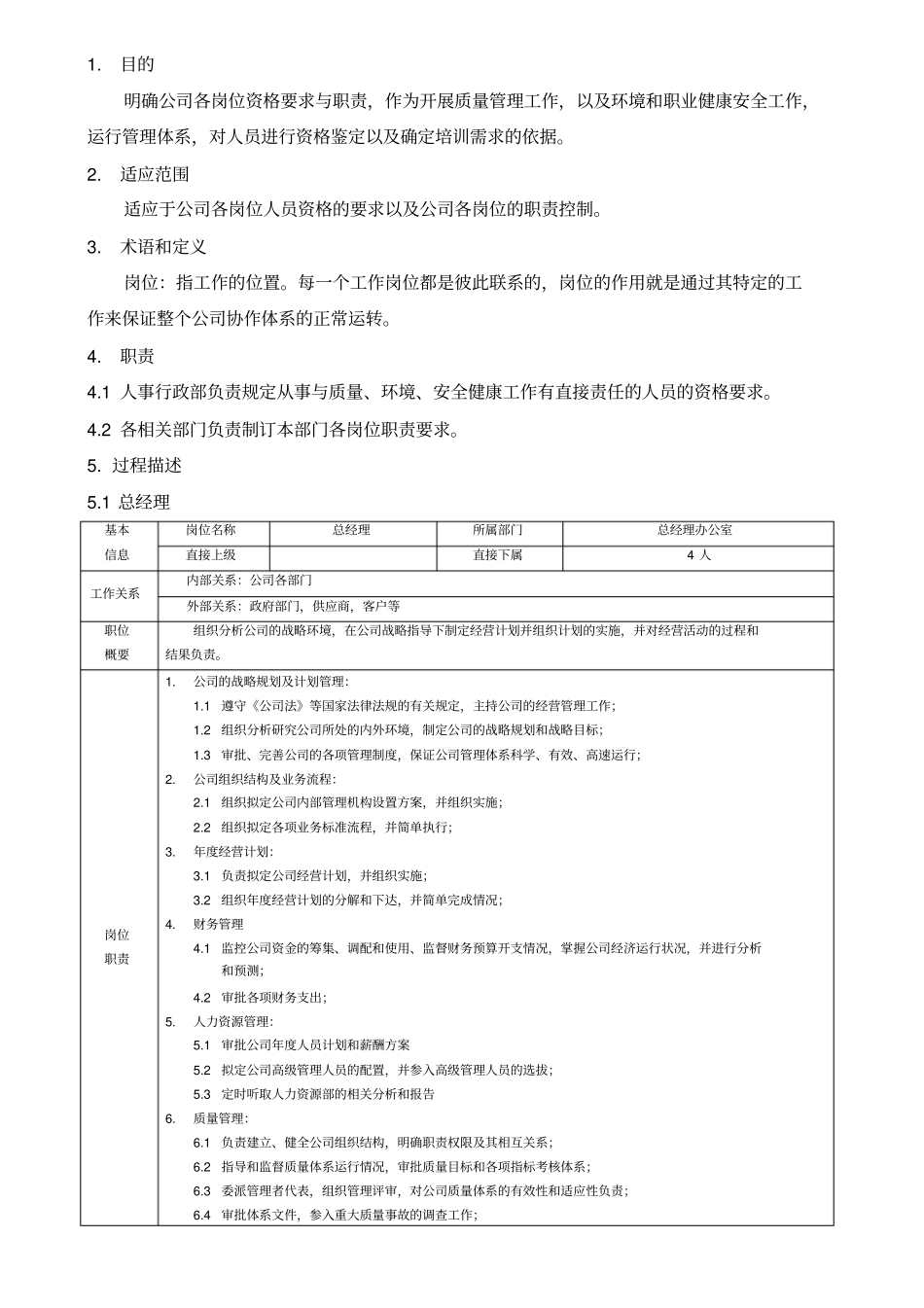 食品企业岗位说明书_第1页