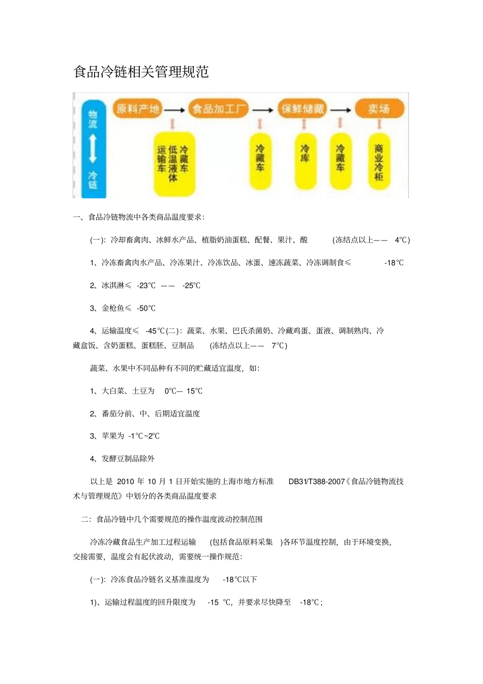 食品冷链相关管理规范_第1页