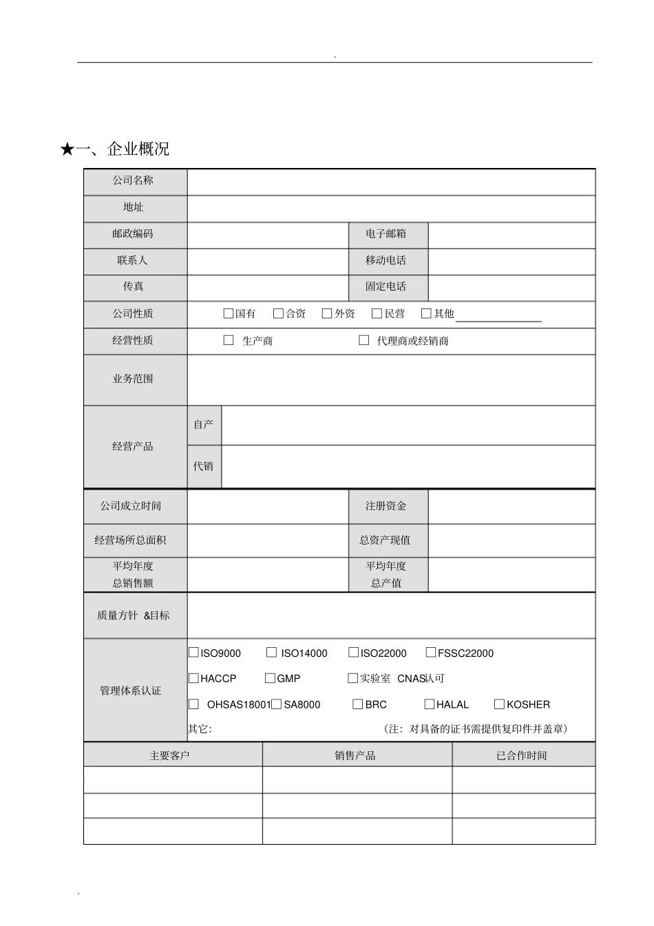 食品原料供应商资料调查表_第2页