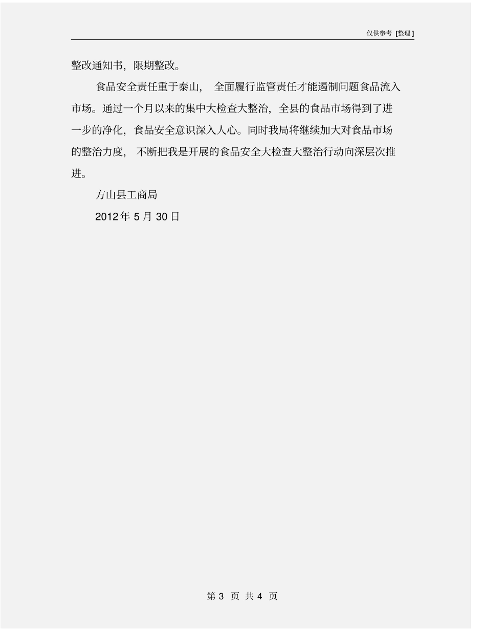 食品安全大检查大整治工作总结_第3页