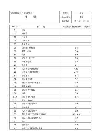 食品安全管理体系一体化文件