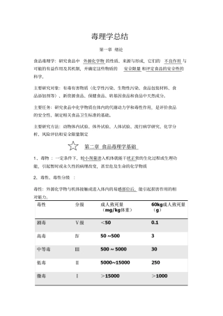 食品毒理学总结