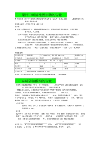 食品理化检验的所有检验项目
