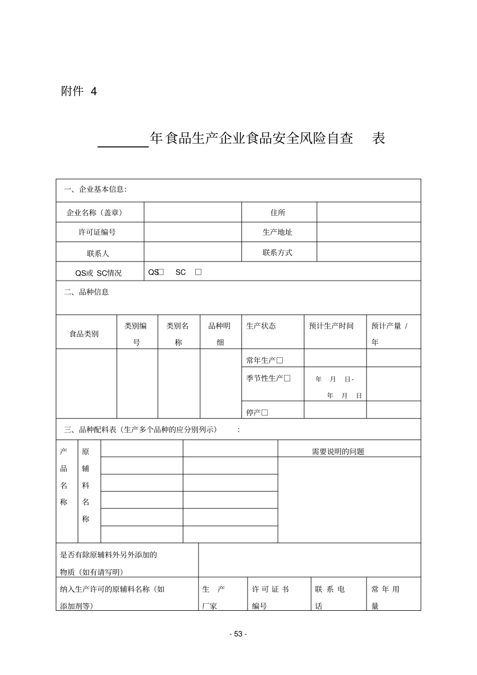 食品生产企业食品安全风险自查表_第1页
