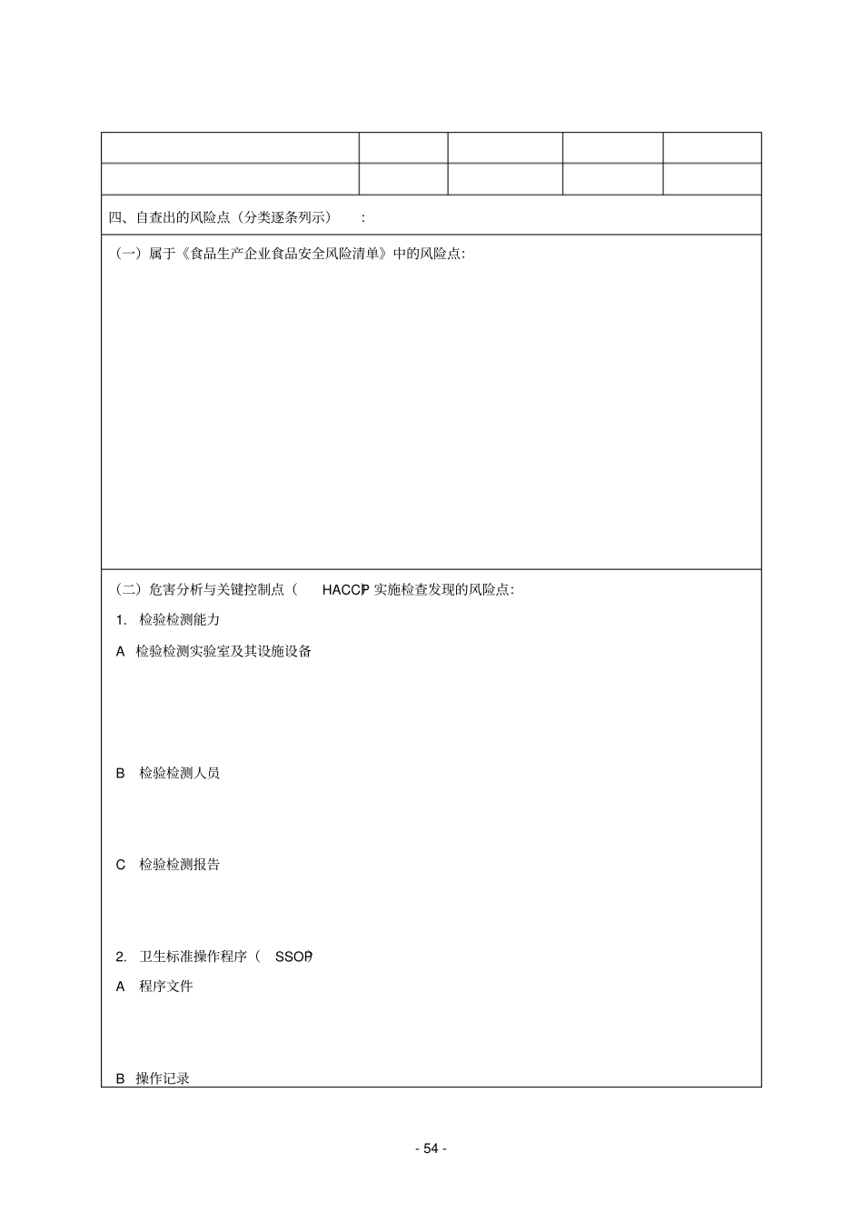 食品生产企业食品安全风险自查表_第2页