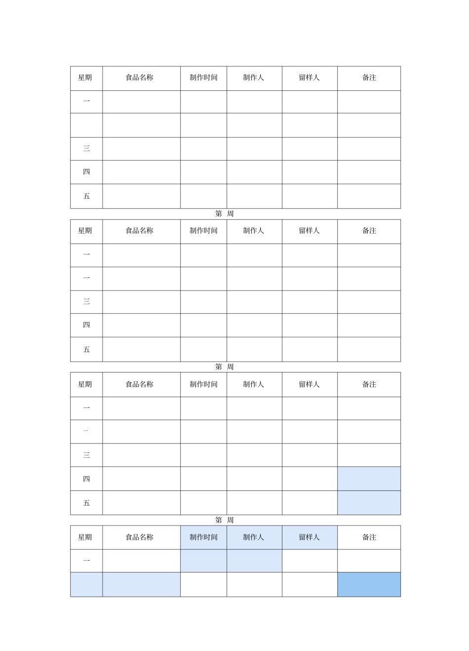 食品留样记录表_第2页
