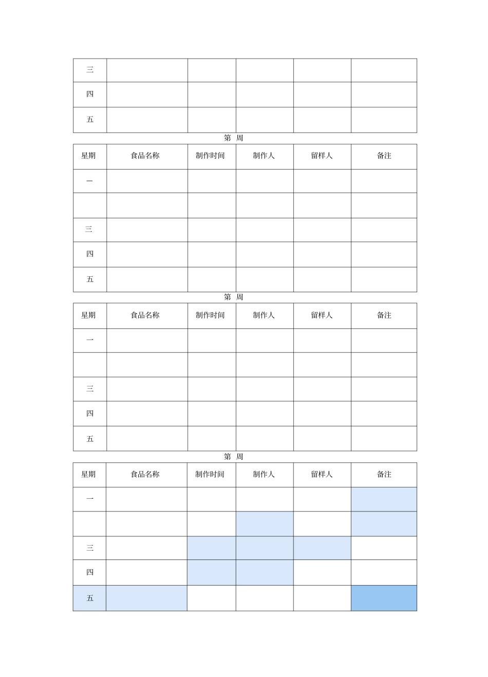 食品留样记录表_第3页