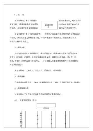 食品行业内部质量管理手册
