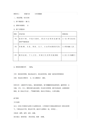 食堂方针与目标