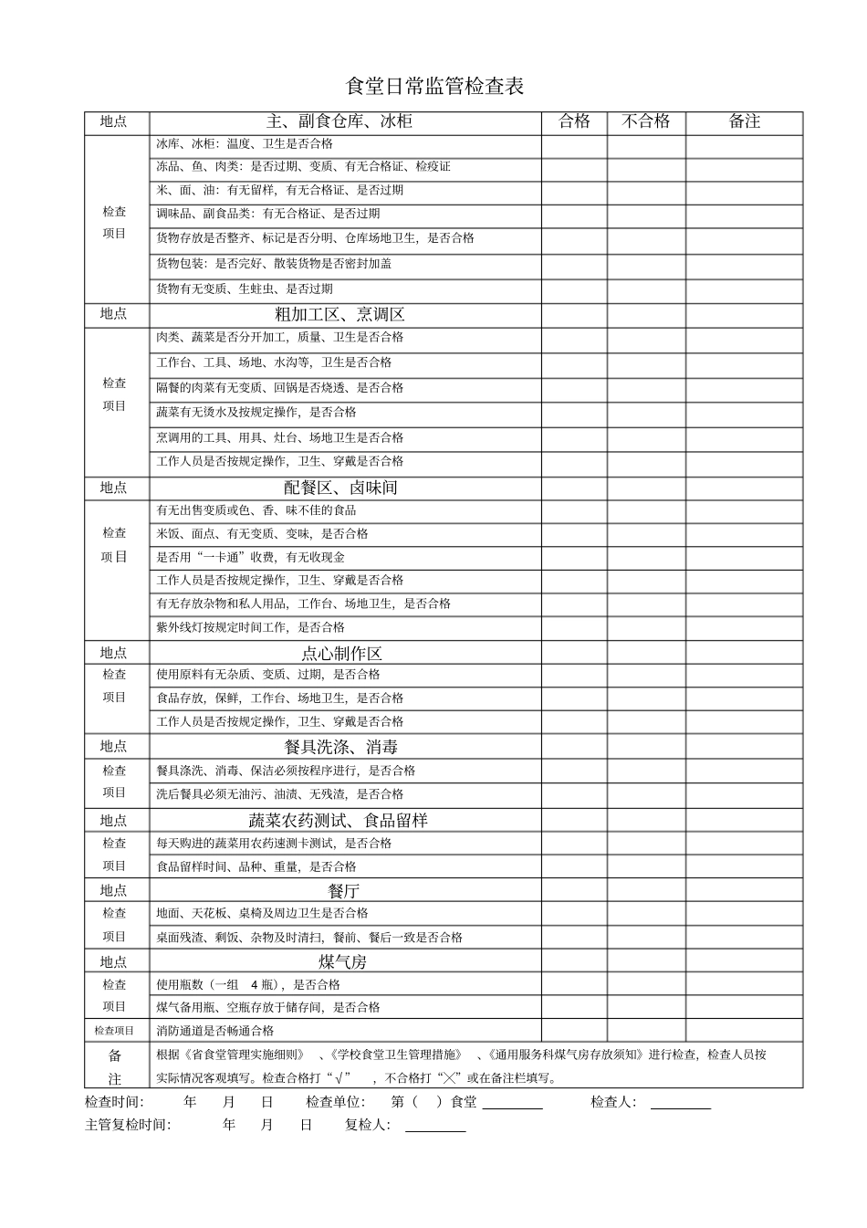 食堂日常监管检查表1_第1页