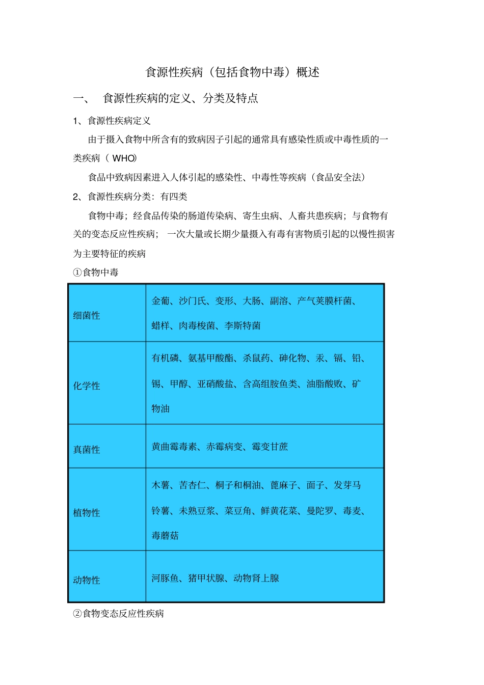 食源性疾病包括食物中毒概述_第1页