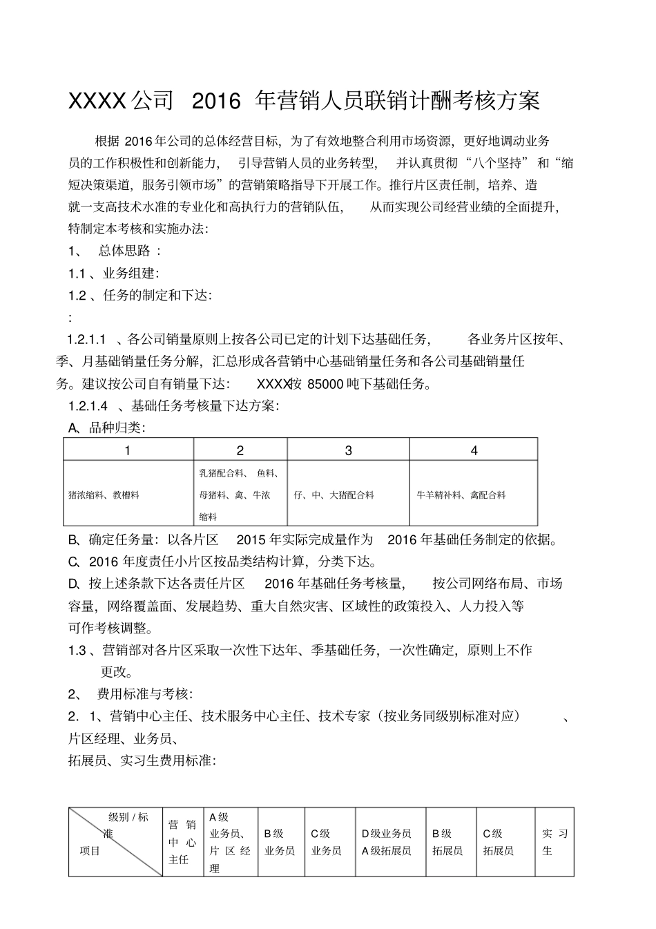饲料厂业务员考核方案_第1页