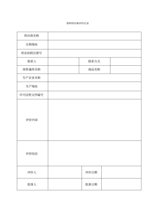 饲料质量安全管理规范记录表格示例