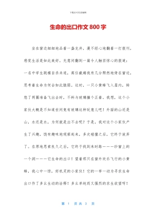 生命的出口作文800字