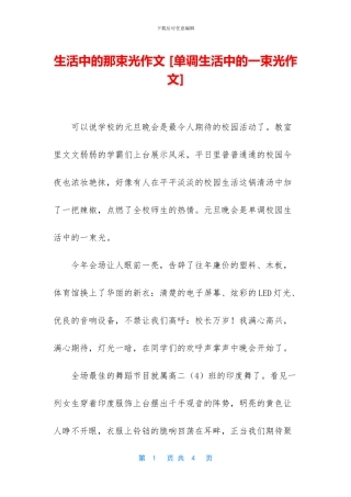 生活中的那束光作文