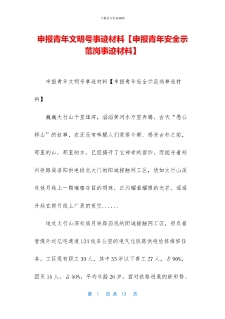 申报青年文明号事迹材料