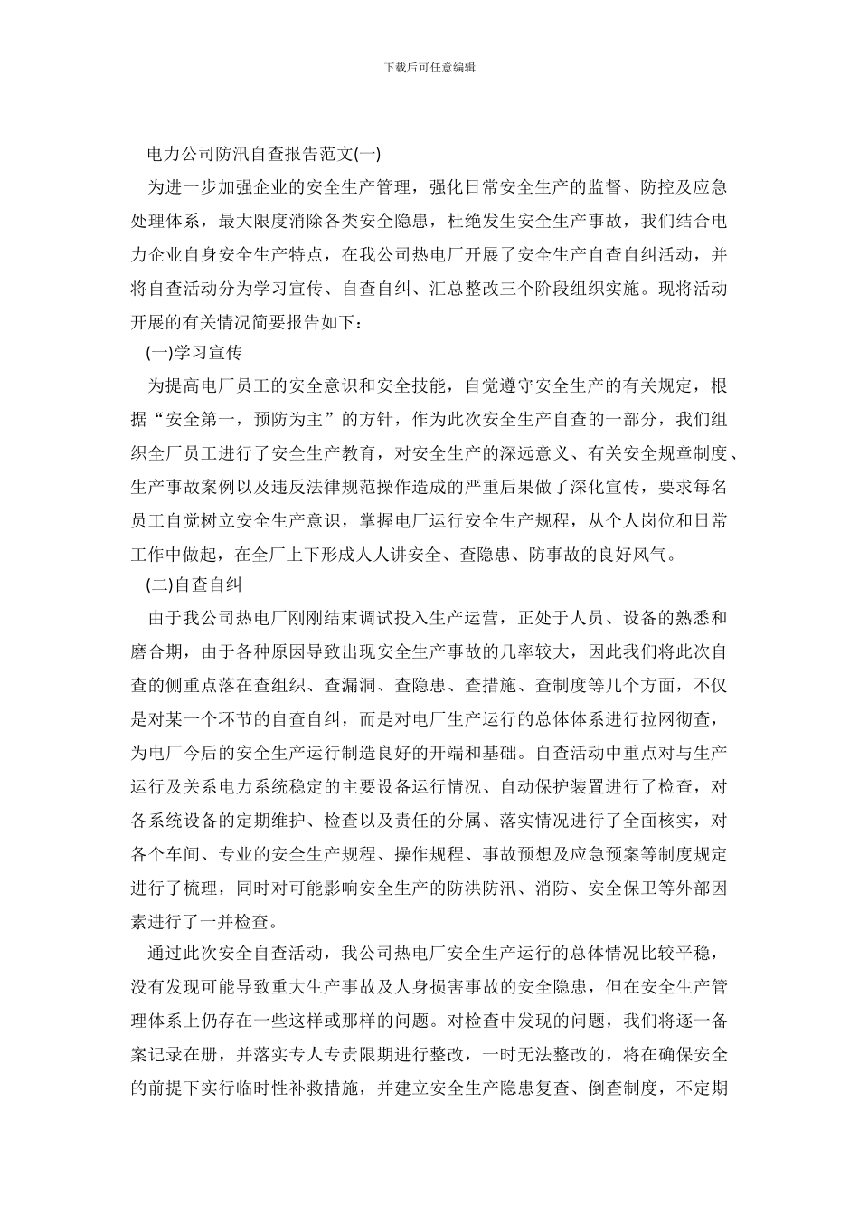 电力公司防汛的自查报告范文_第2页