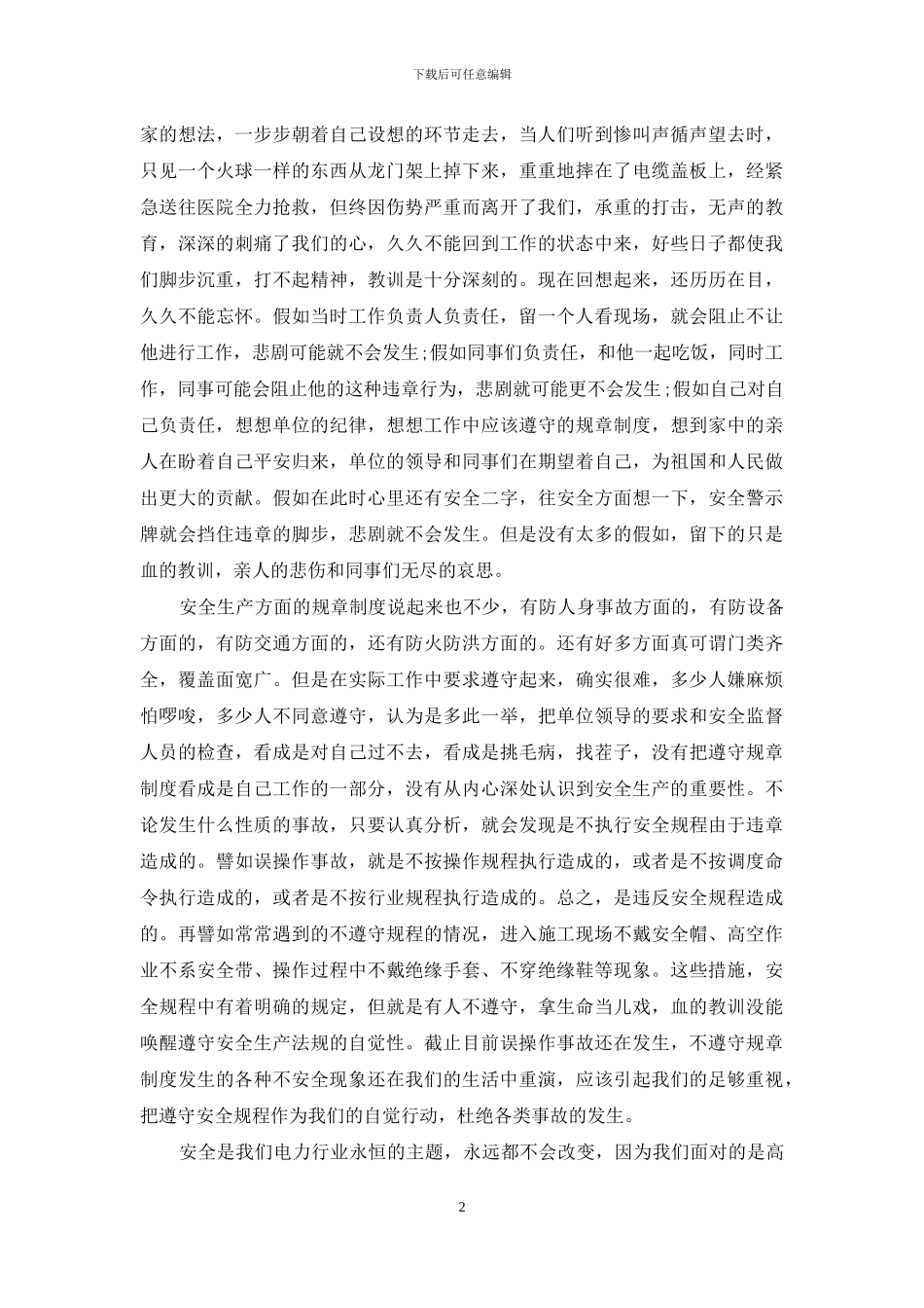 电力安全生产演讲稿_第2页