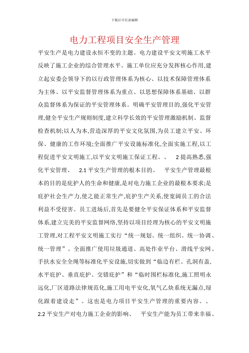 电力工程项目安全生产管理_第1页