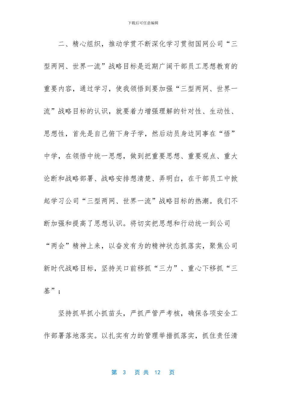 电力系统学习领会国网公司“三型两网、世界一流”战略目标心得体会_第3页