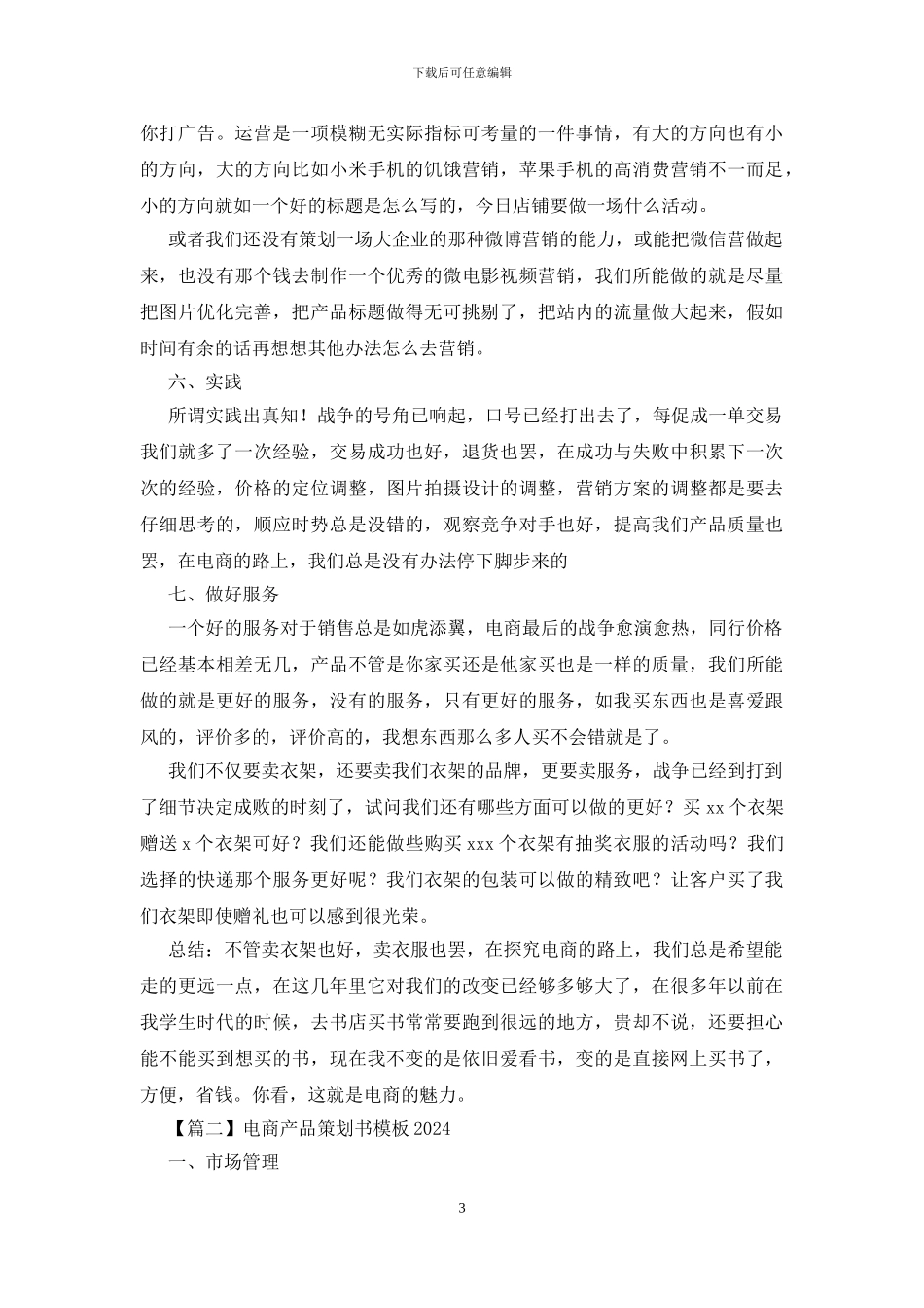 电商产品策划书模板2024_第3页