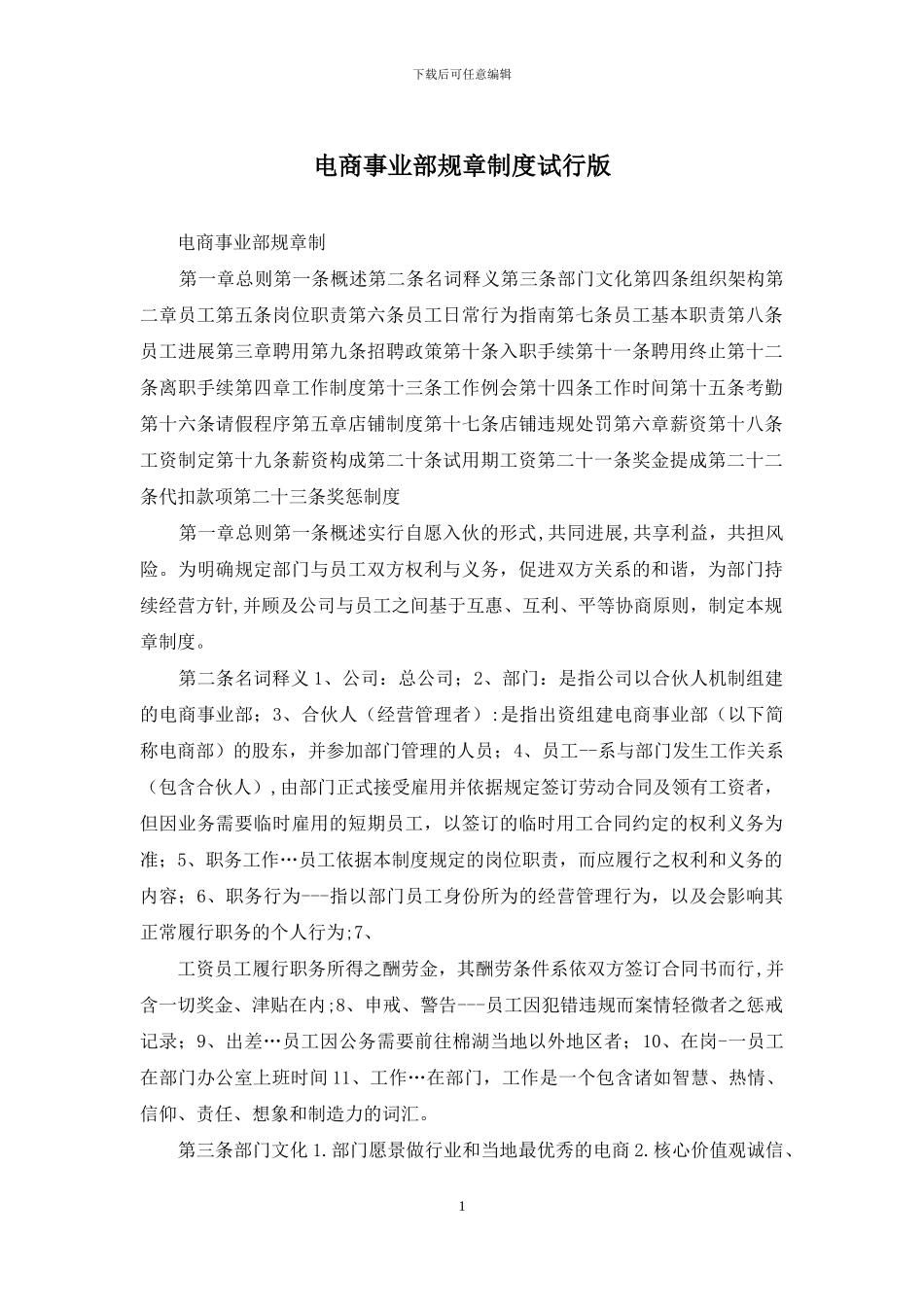 电商事业部规章制度试行版_第1页