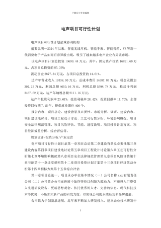 电声项目可行性计划