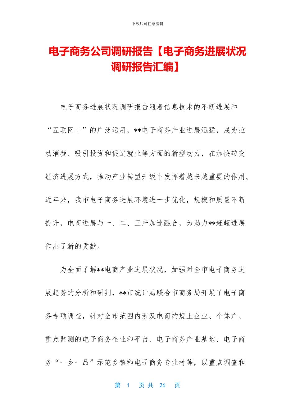 电子商务公司调研报告_第1页