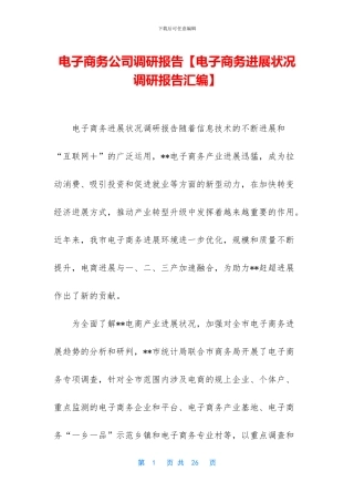 电子商务公司调研报告
