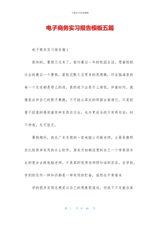 电子商务实习报告模板五篇
