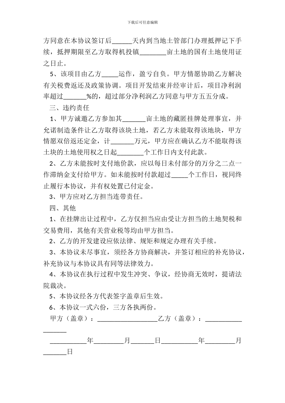 电子版土地转让协议书常用版样本_第3页