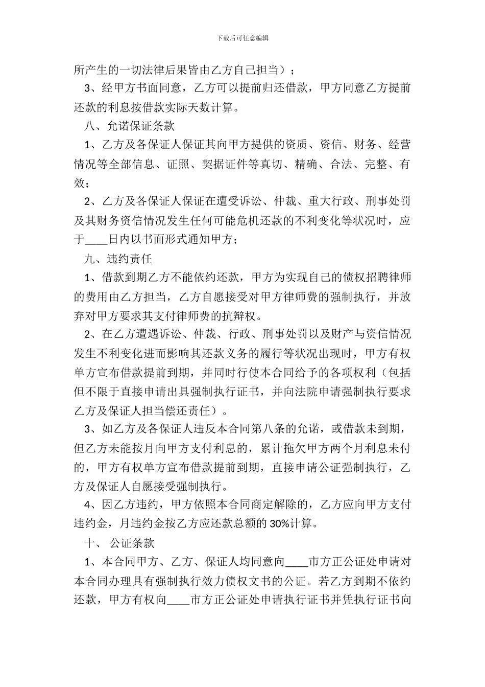 电子版私人借款合同模板_第3页