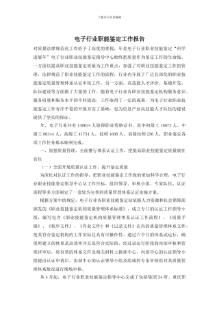 电子行业职能鉴定工作报告