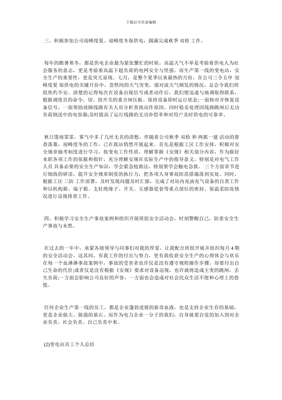 电站员工个人工作总结_第2页