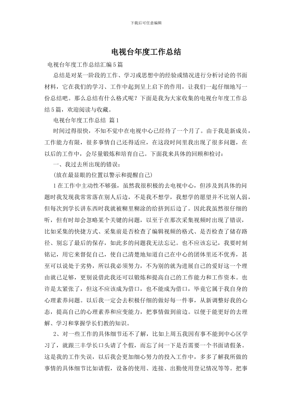 电视台年度工作总结_第1页