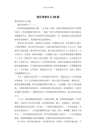 留住青春作文20篇