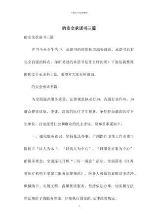 的安全承诺书三篇