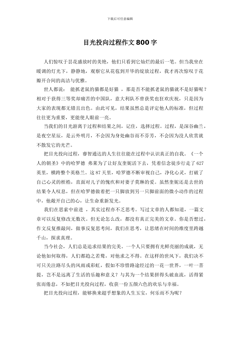 目光投向过程作文800字_第1页