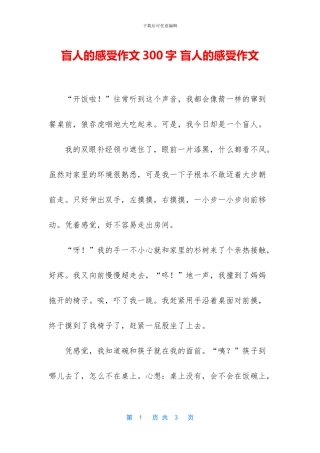 盲人的感受作文300字