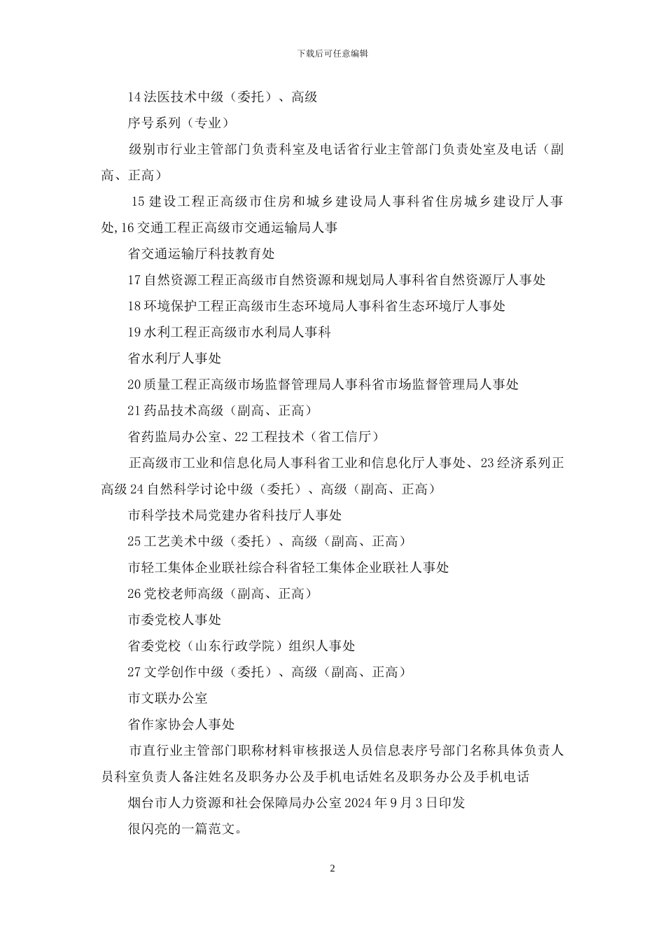 省评系列职称材料收审报送部门单位对照表_第2页