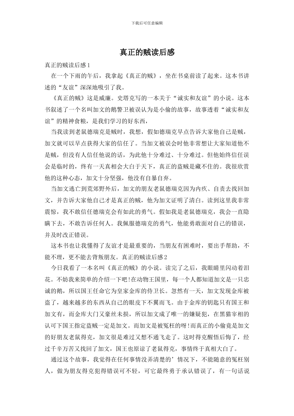 真正的贼读后感_第1页