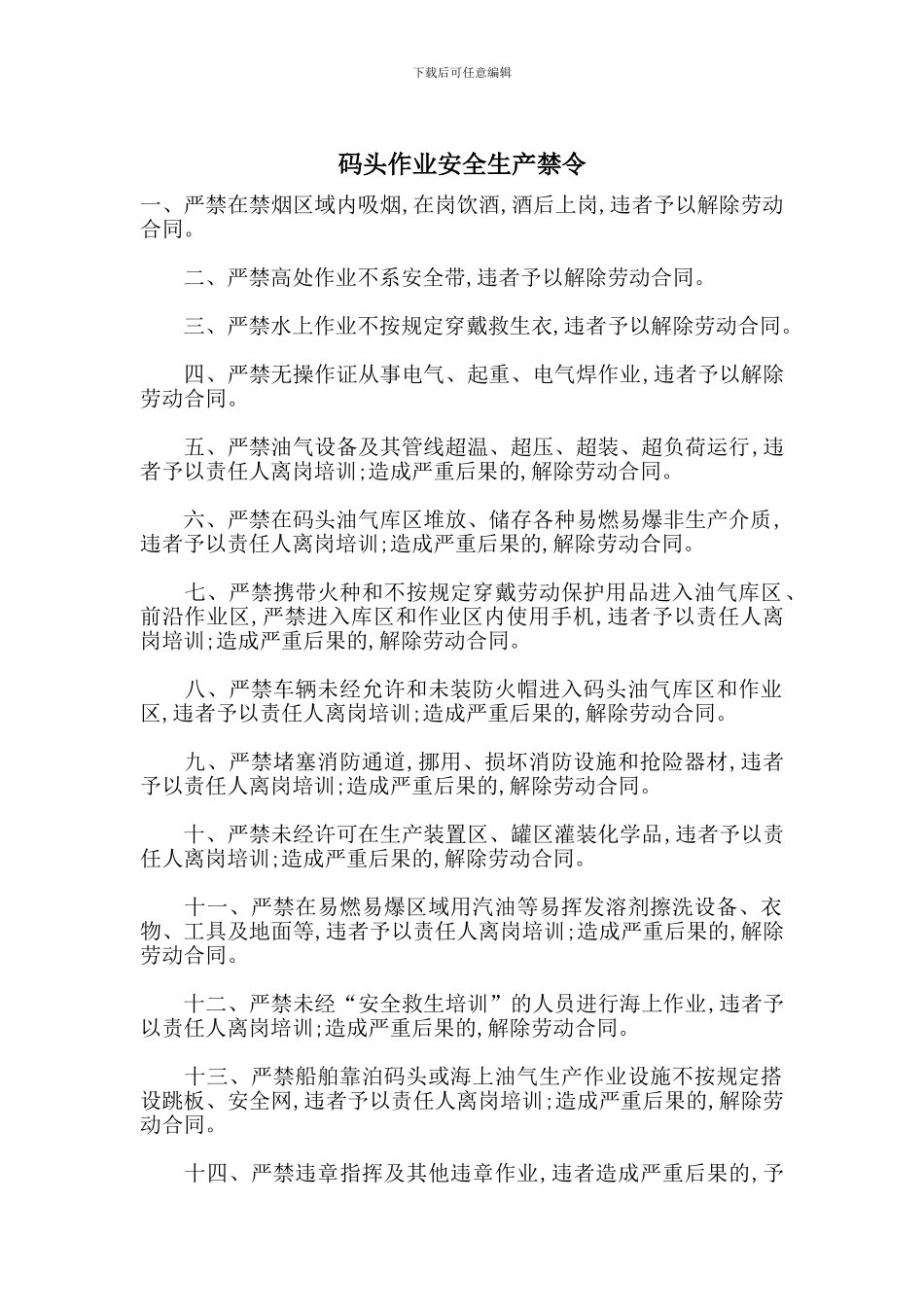 码头作业安全生产禁令_第1页