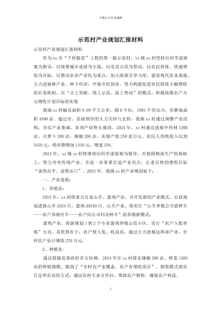 示范村产业规划汇报材料