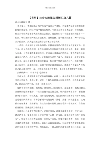 社会实践报告模板汇总八篇