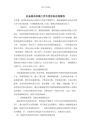 社会综合治税工作专项目标自查报告