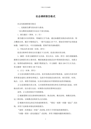 社会调研报告格式